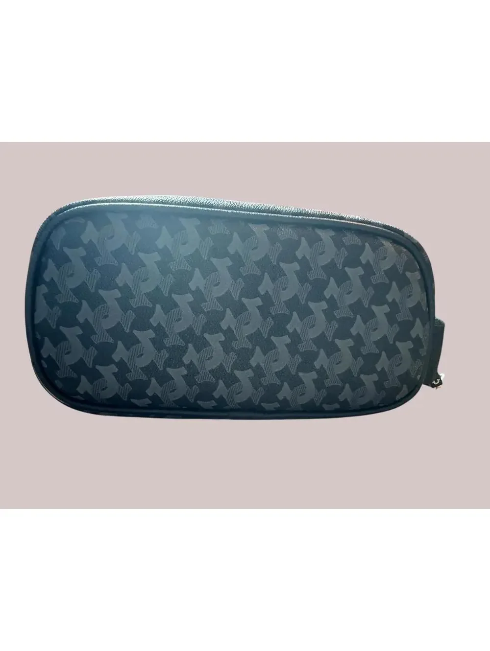 True Religion Black Monogram Patterned Zip Pouch NWT